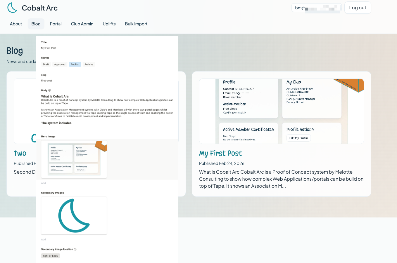 Public site content managed from Tape records.
